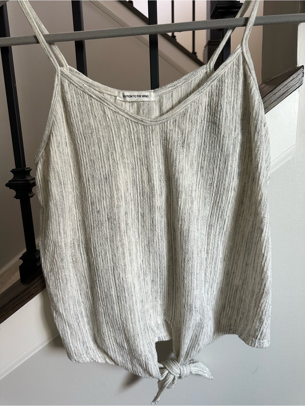 Caution To The Wind Cream Ribbed Tie-Hem Camisole